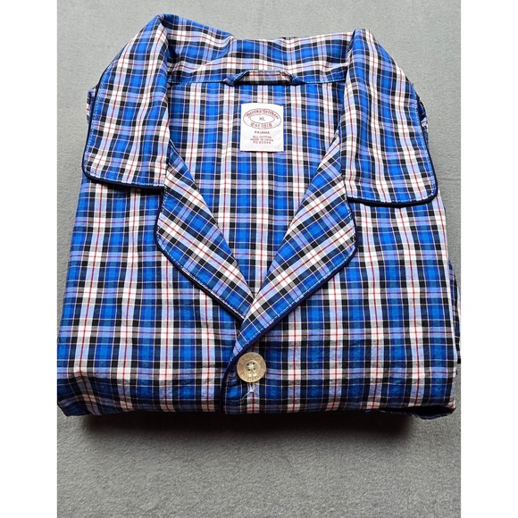Brooks Brothers Pajama Shirt Mens XL Red Blue Plaid Cotton Button Up Sleep Top - Picture 9 of 10
